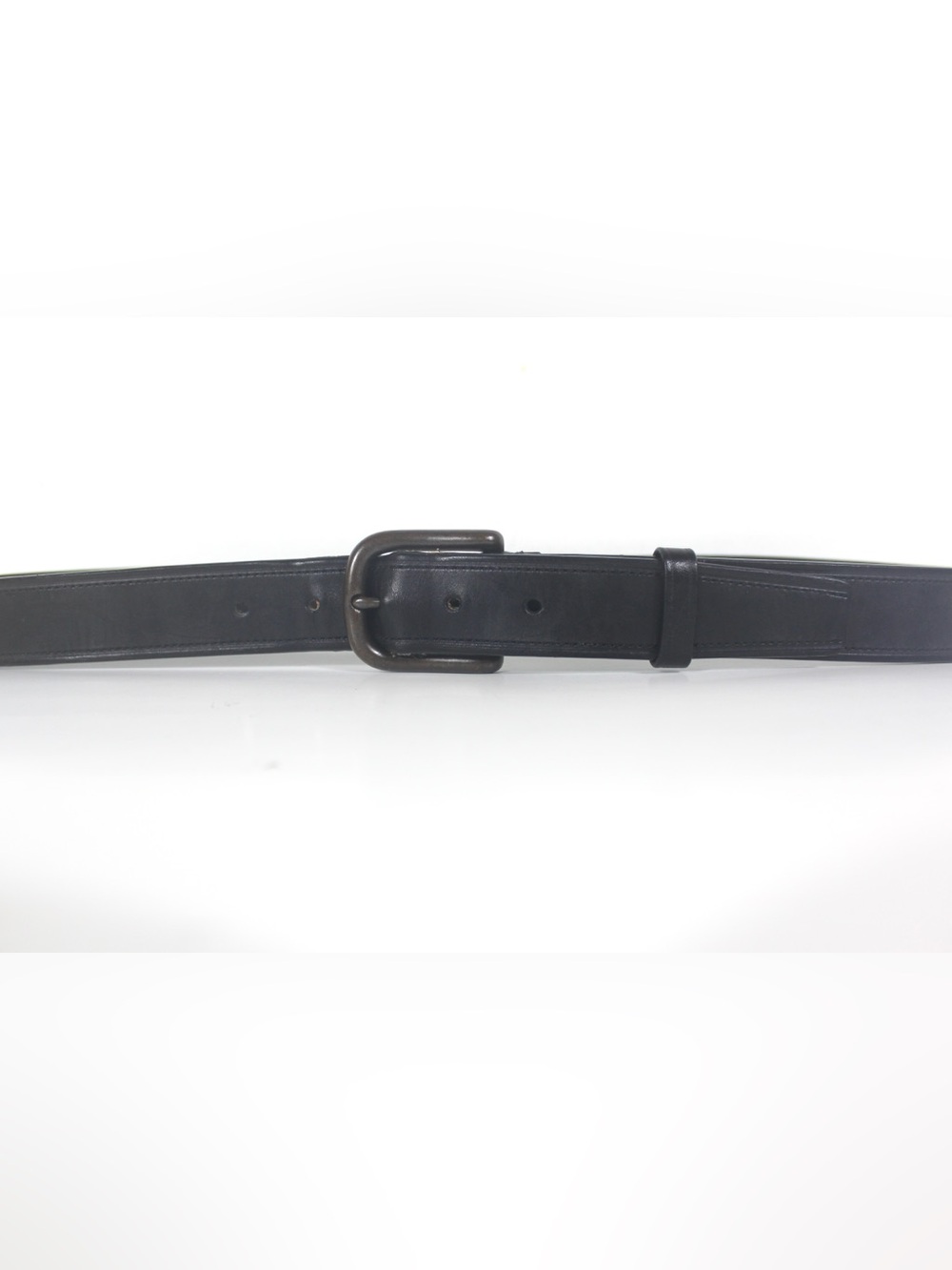 COACH Distressed Charcoal Black Grey Leather Belt with Dark Brass Buckle